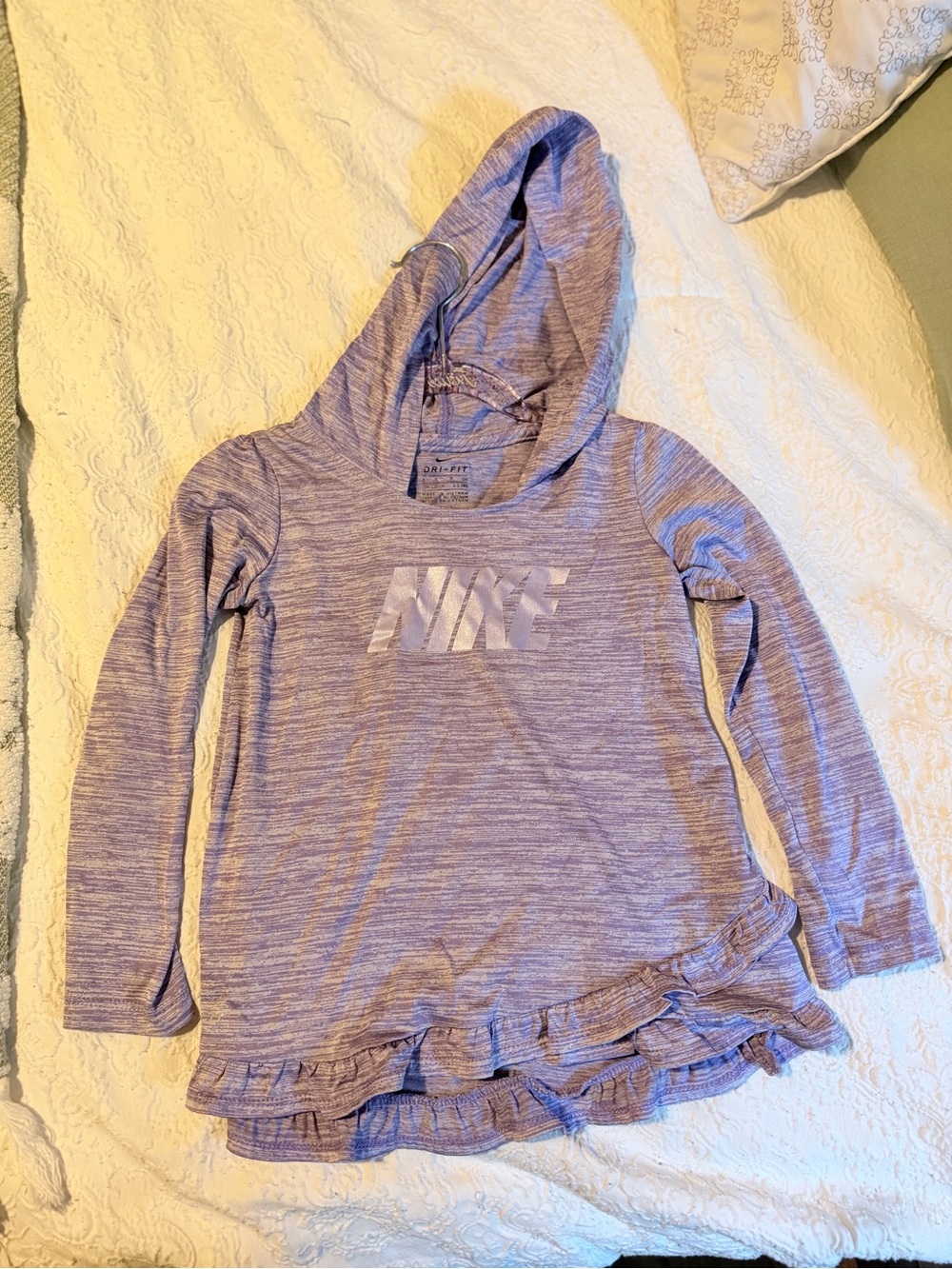 Nike Girls' Lavender Hooded Ruffle Hem Sweatshirt